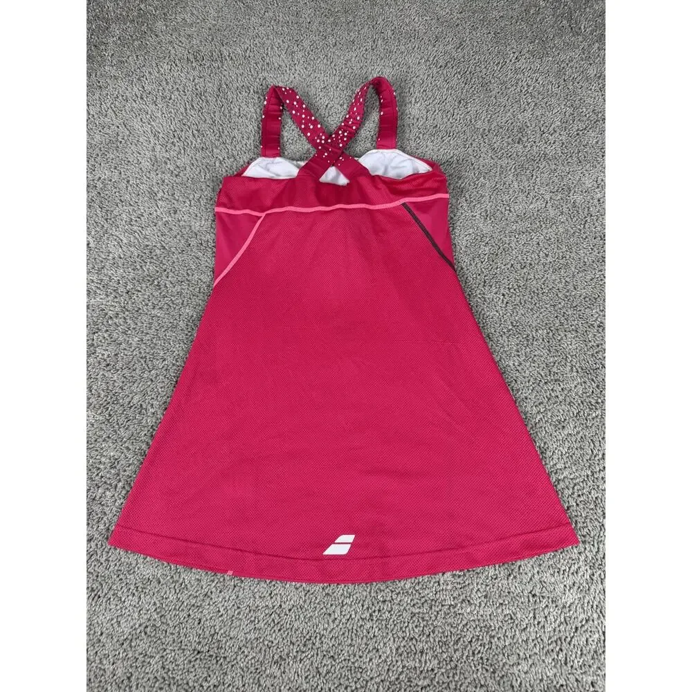 Babolat Tennis Dress Womens Medium Pink Strappy Mesh Tank Built In Bra Athletic - Picture 6 of 12